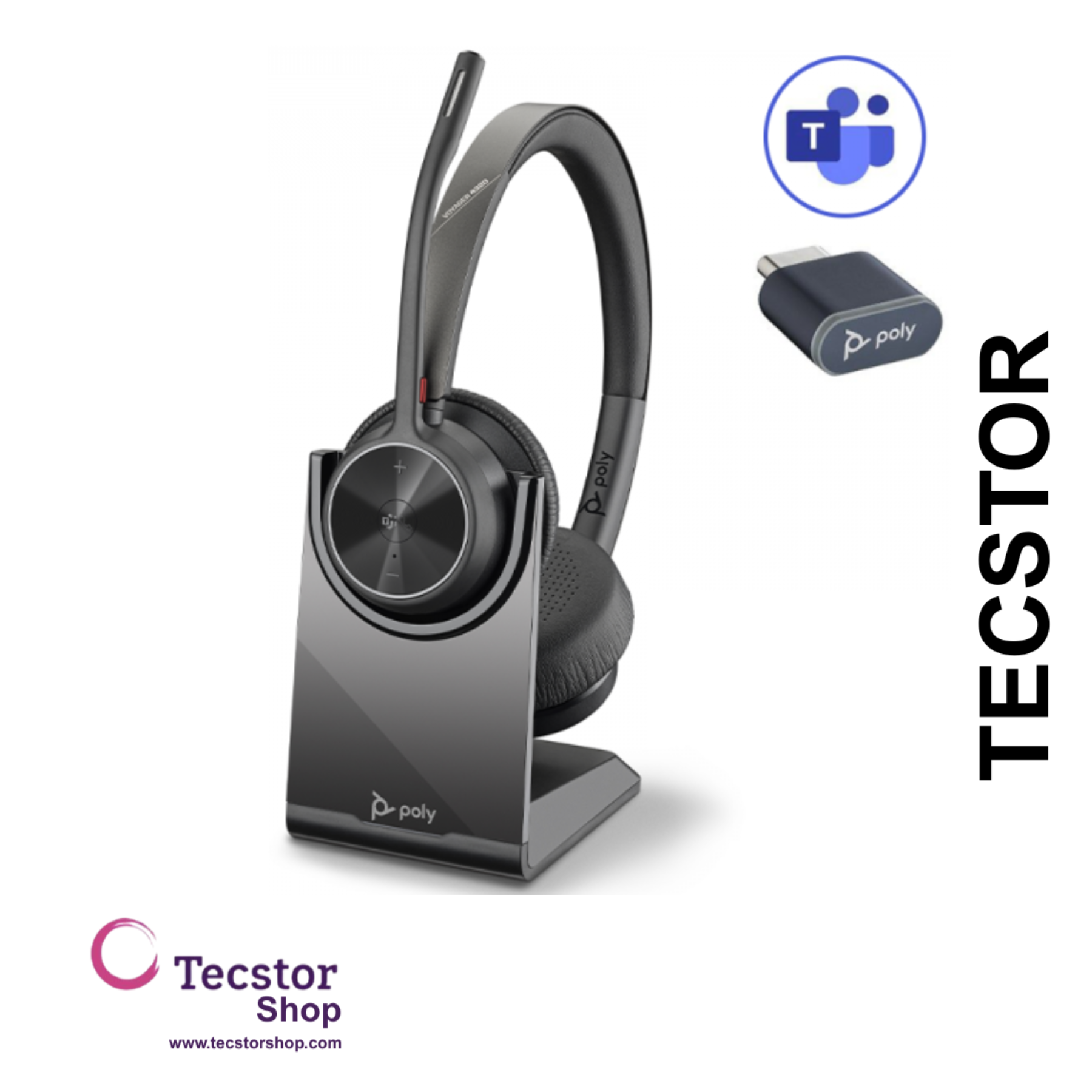 Poly Voyager 4320 USB-C Headset +BT700 dongle +Charging Stand