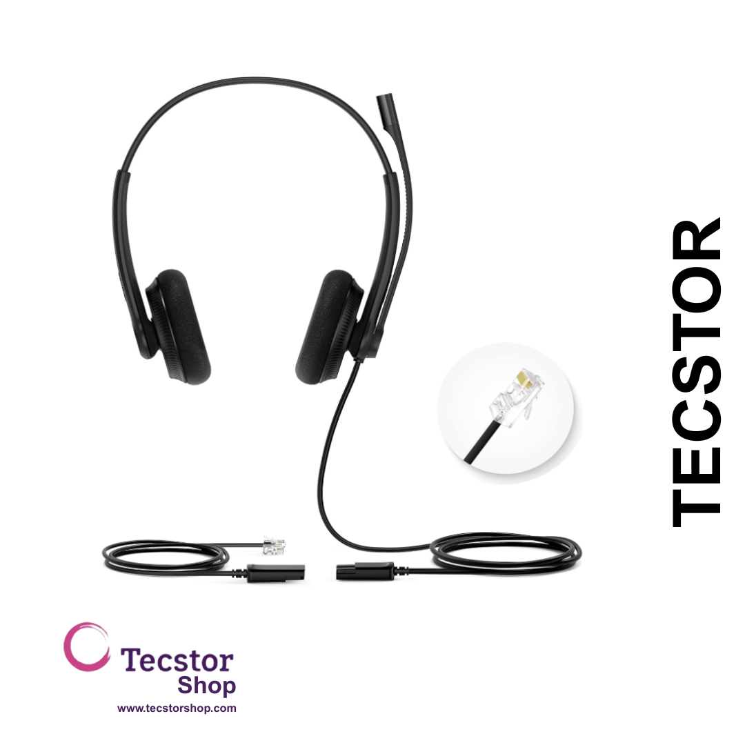 YEALINK - YHS34 Lite Dual Corded headset, On the ear wearing style, Including QD-RJ9 cable, Foam ear cushions