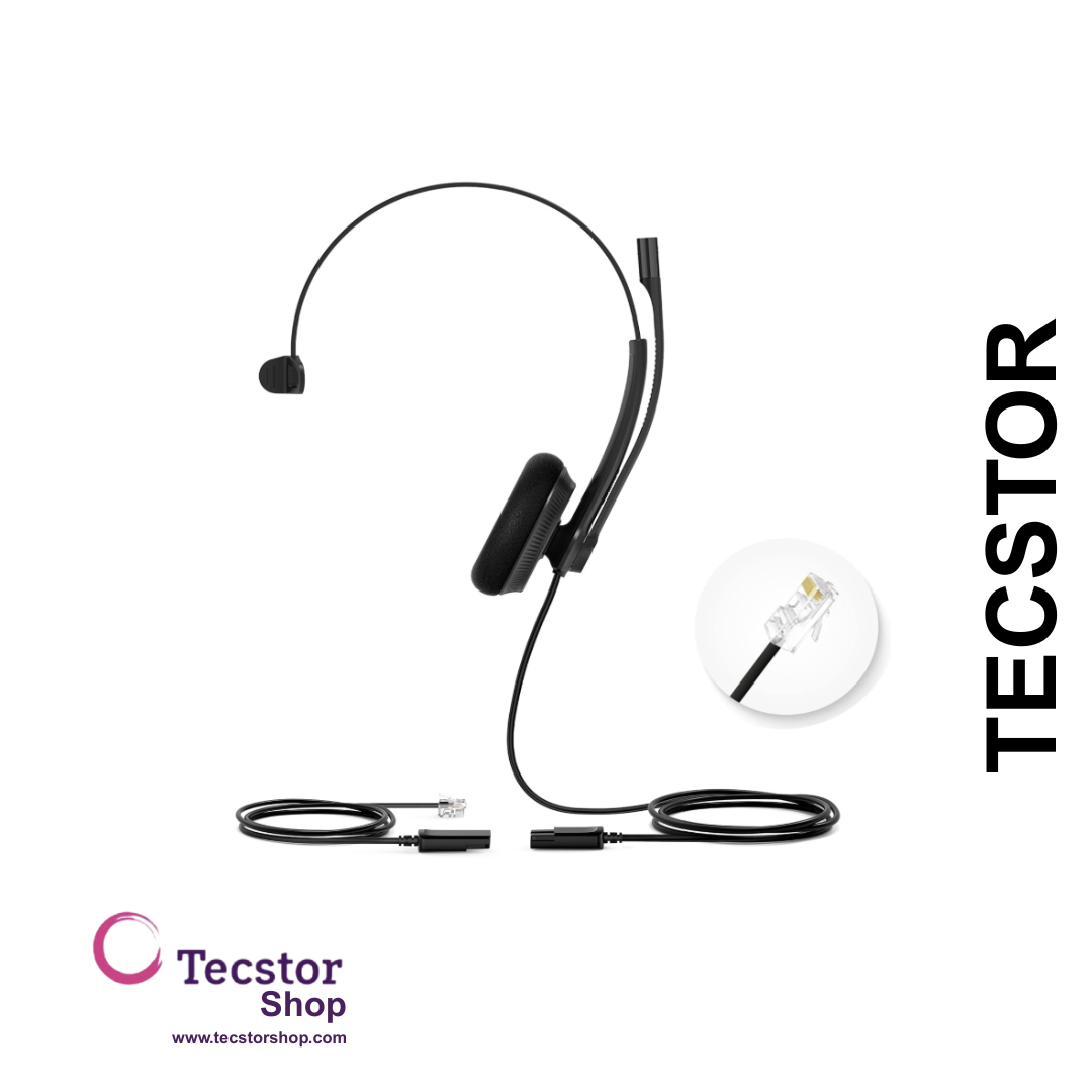 YEALINK - YHS34 Lite Mono Corded headset, On the ear wearing style, Including QD-RJ9 cable, Foam ear cushions