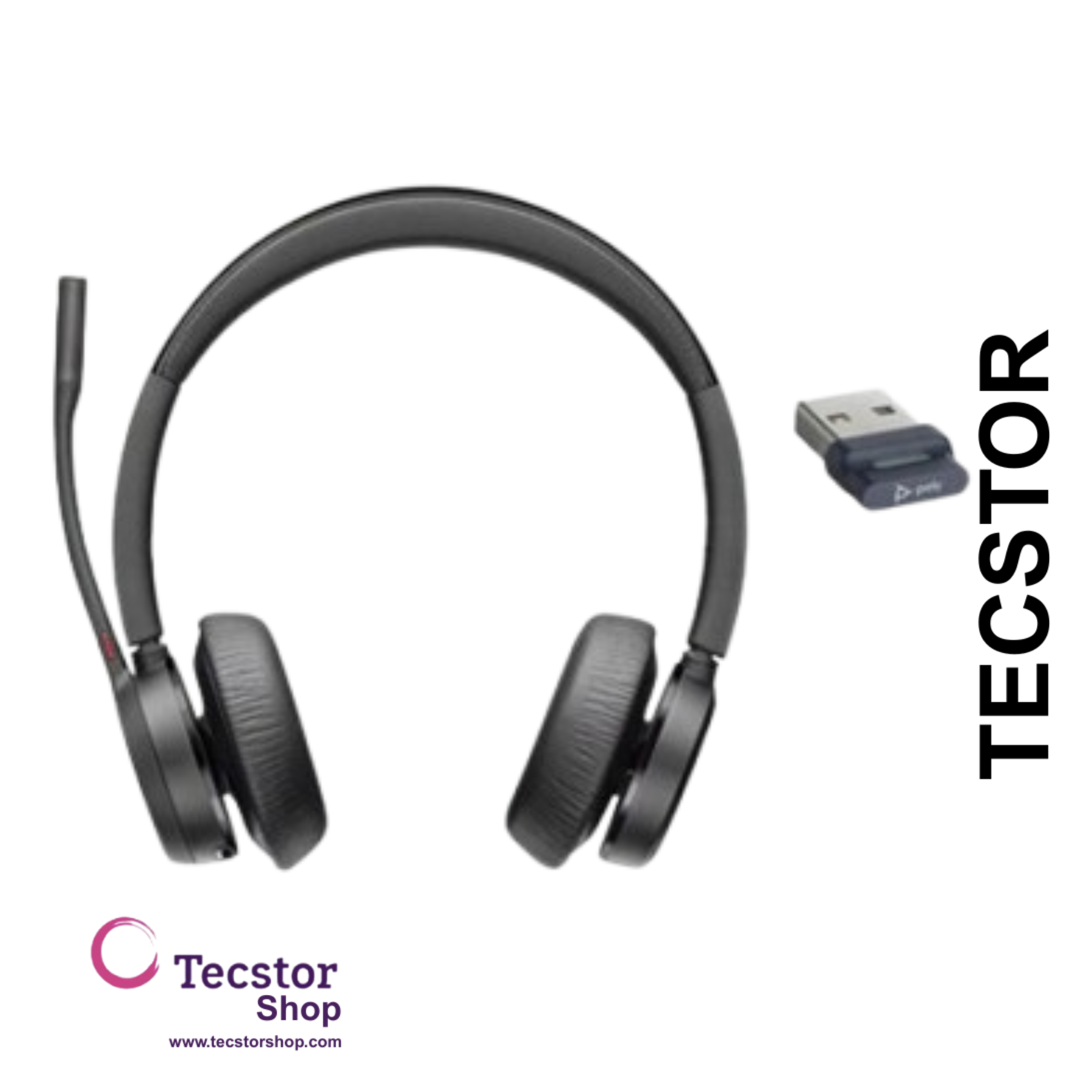 Poly VOYAGER 4320 UC - STEREO Bluetooth Headset with USB-C dongle and Charge Stand (Microsoft)