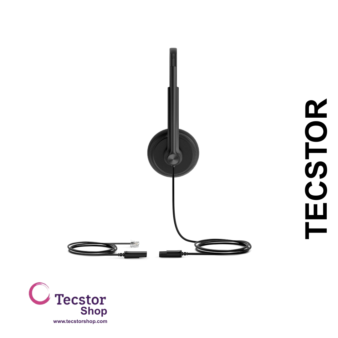 YEALINK - YHS34 Lite Dual Corded headset, On the ear wearing style, Including QD-RJ9 cable, Foam ear cushions
