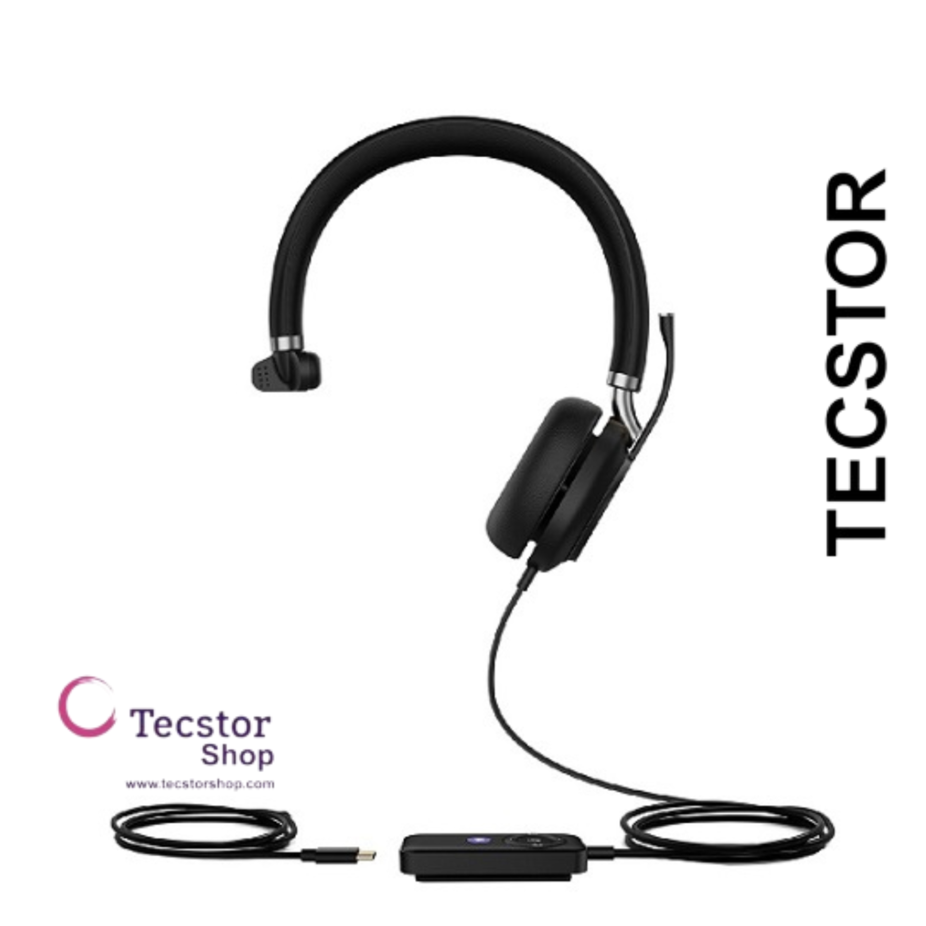 YEALINK - UH38 Mono Teams USB-C, Corded USB or Bluetooth headset/Excluding Battery, On the ear wearing style, Leather ear cushions-Teams