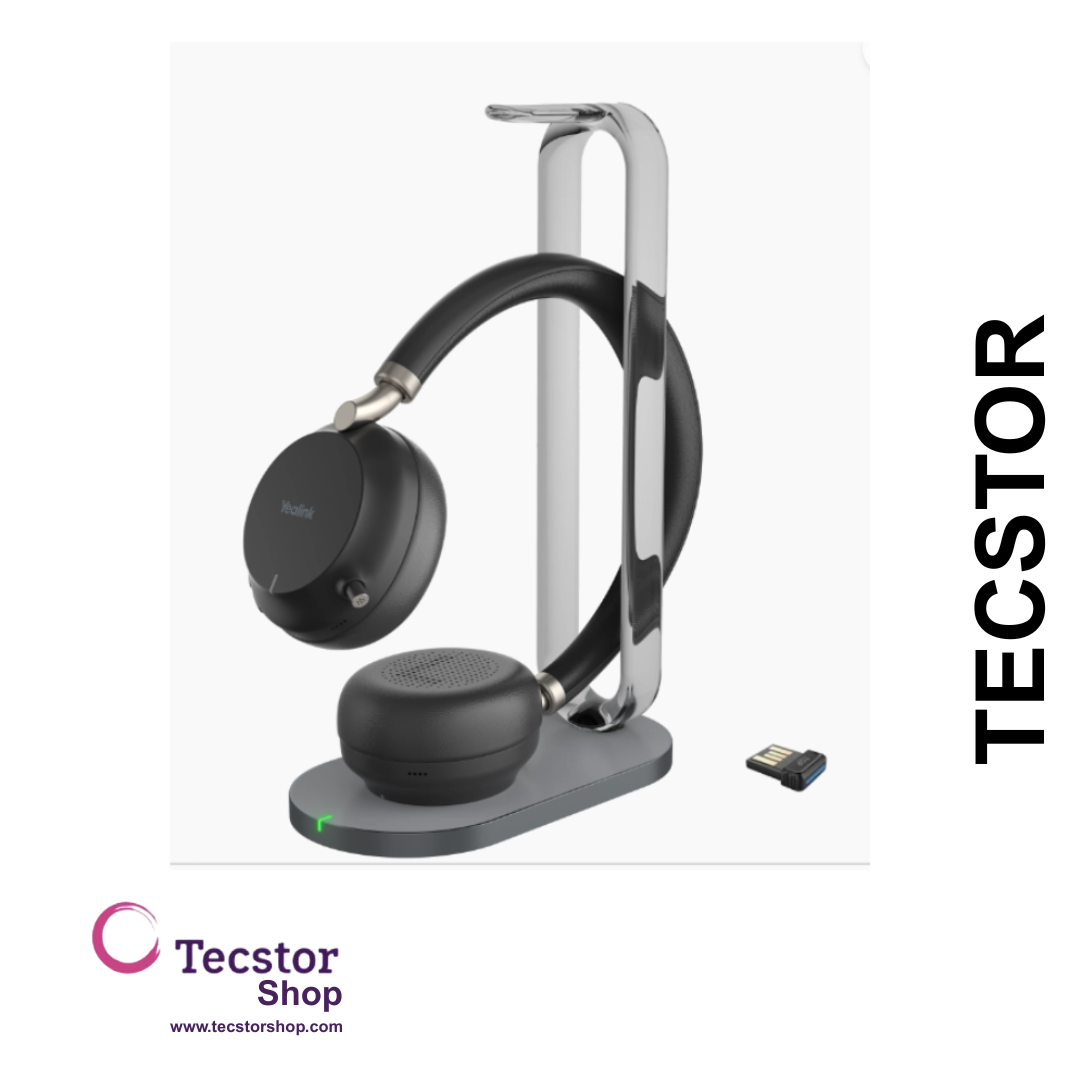 YEALINK - BH76 with Charging Stand Teams Black USB-A, Wireless Bluetooth, Dual, On the ear wearing Style, ANC, USB-A Dongle Included-Teams