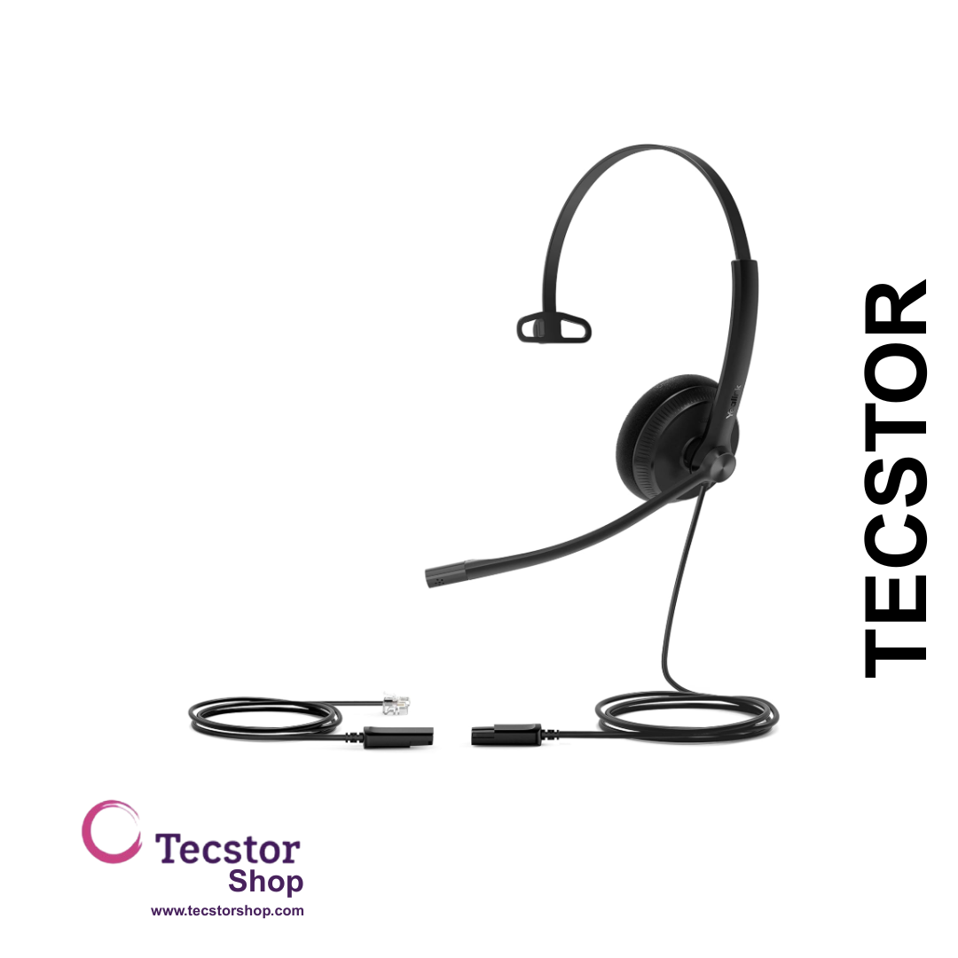 YEALINK - YHS34 Lite Mono Corded headset, On the ear wearing style, Including QD-RJ9 cable, Foam ear cushions