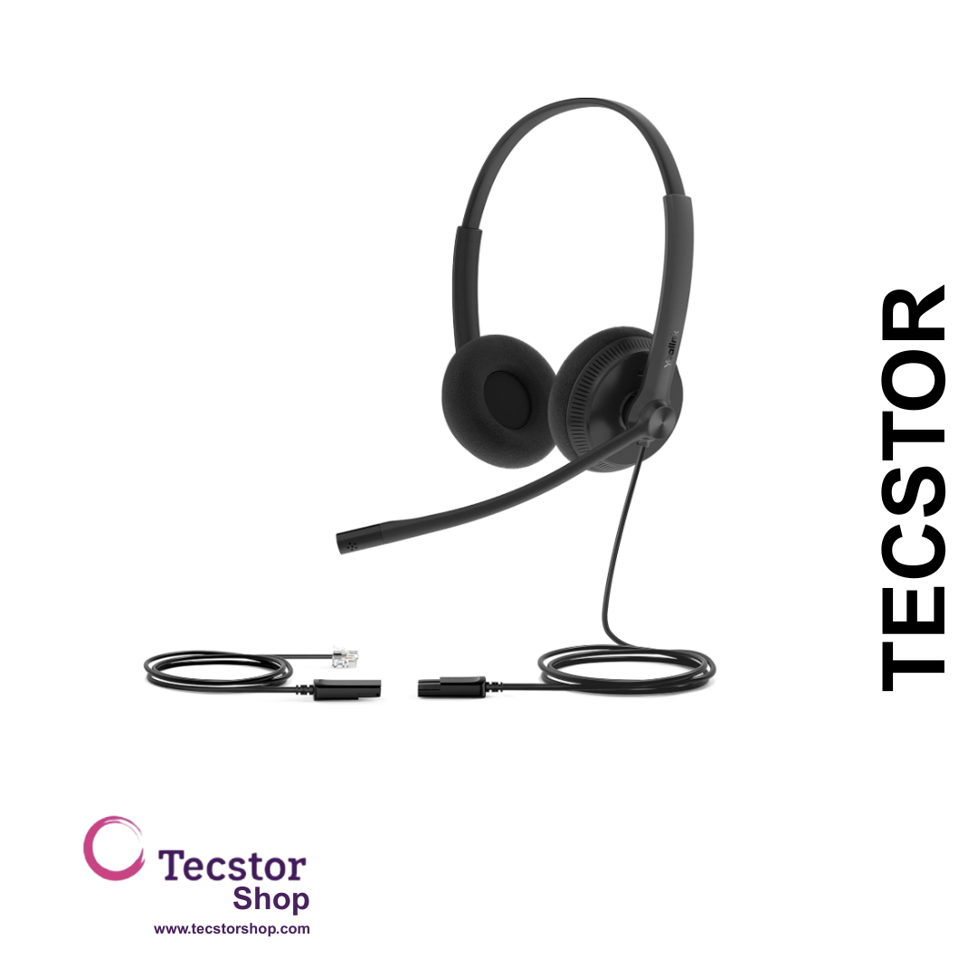 YEALINK - YHS34 Lite Dual Corded headset, On the ear wearing style, Including QD-RJ9 cable, Foam ear cushions