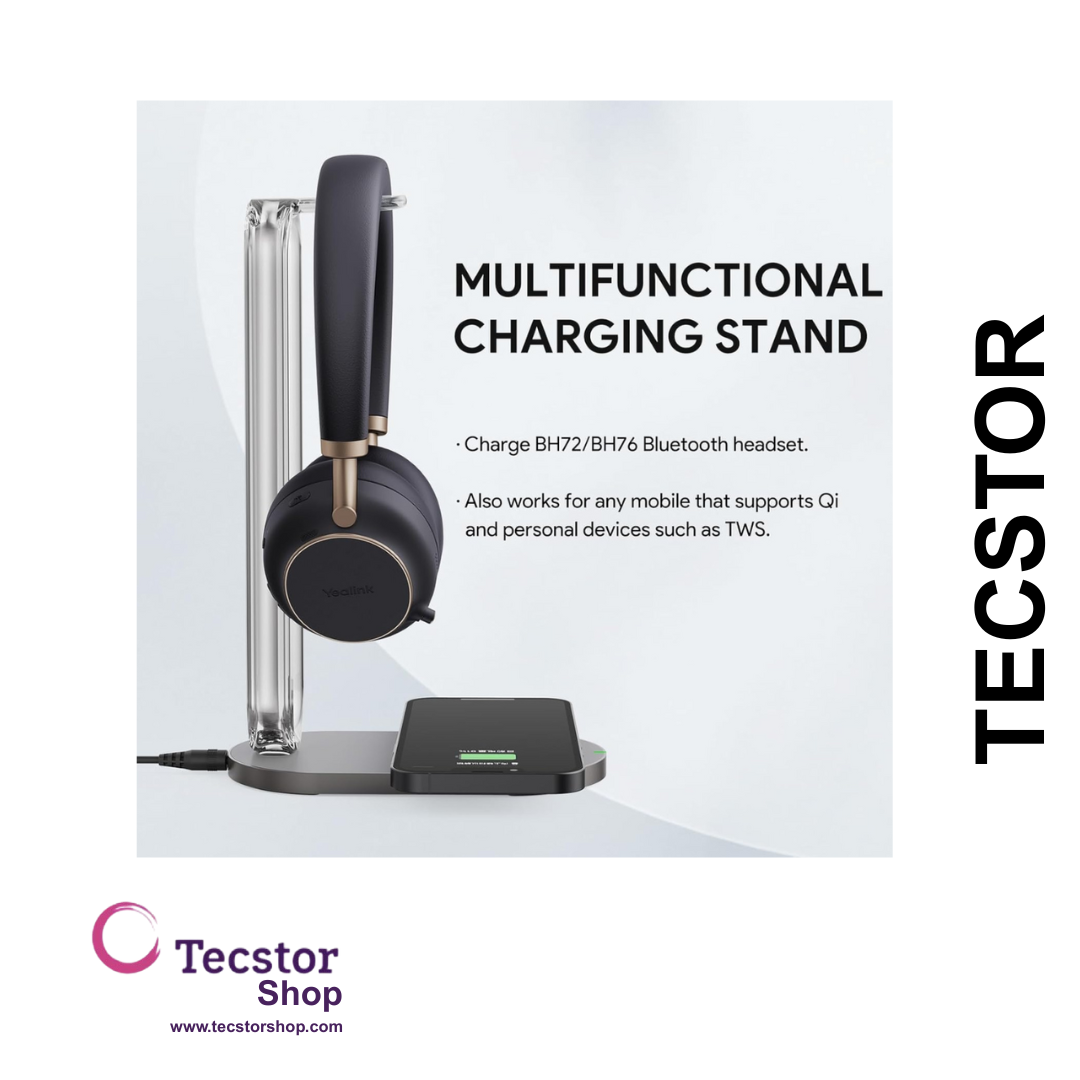 YEALINK - BH72 with Charging Stand Teams Black USB-A, Wireless Bluetooth, Dual, On the ear wearing style, USB-A Dongle Included-Teams