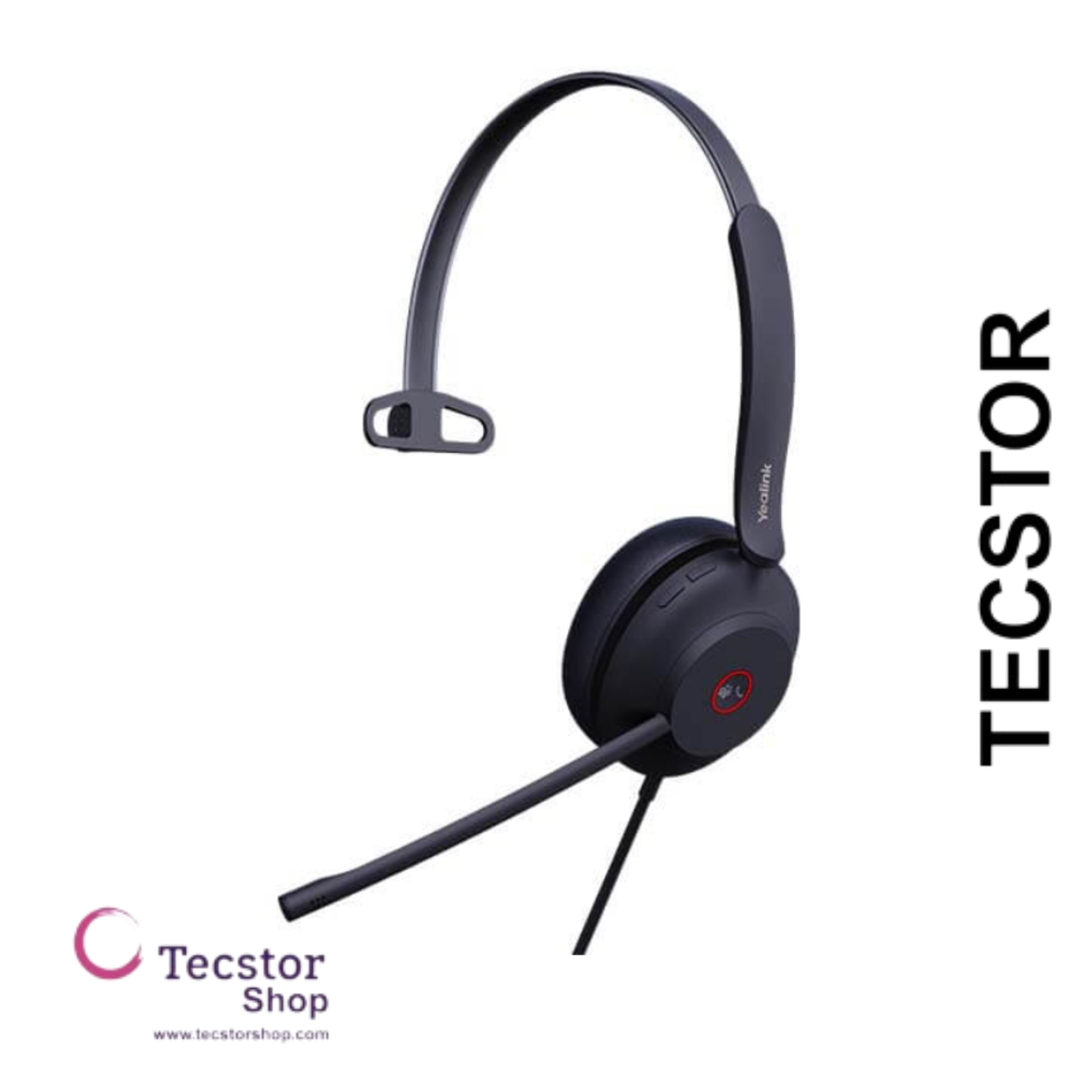 YEALINK - UH37 Mono Teams USB-A, Corded USB with mute, call and volume control on the headset, On the ear wearing style, Leather ear cushions-Teams