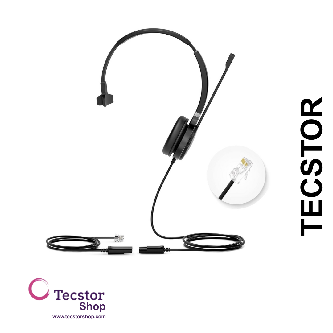 YEALINK - YHS36 Mono Corded headset, On the ear wearing style, Including QD-RJ9 cable, Leather ear cushions