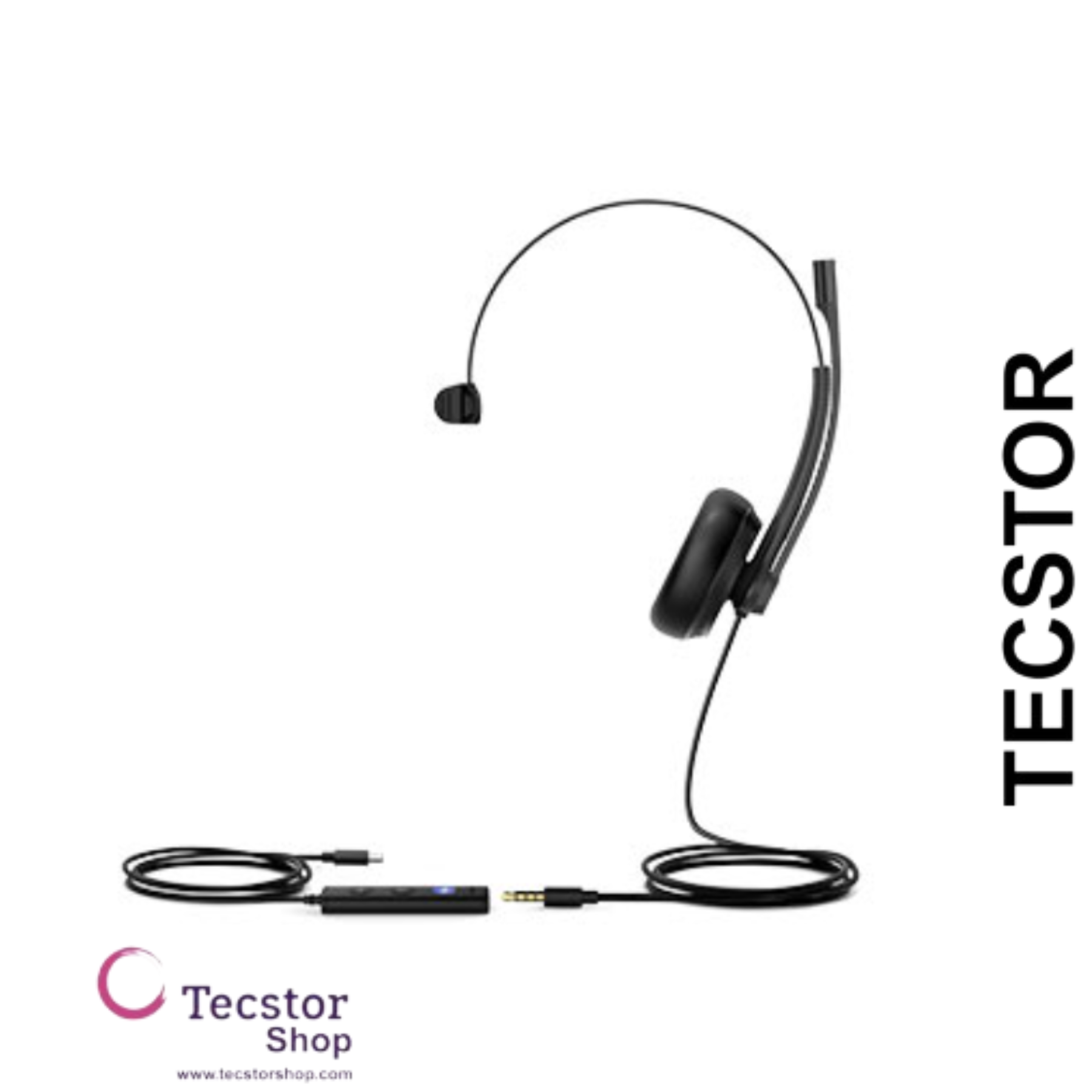 YEALINK - UH34 SE Mono Teams USB-C, Corded USB with mute, call and volume control on the cord, On the ear wearing style, Including 3.5mm-USB, Leather ear cushions-Teams