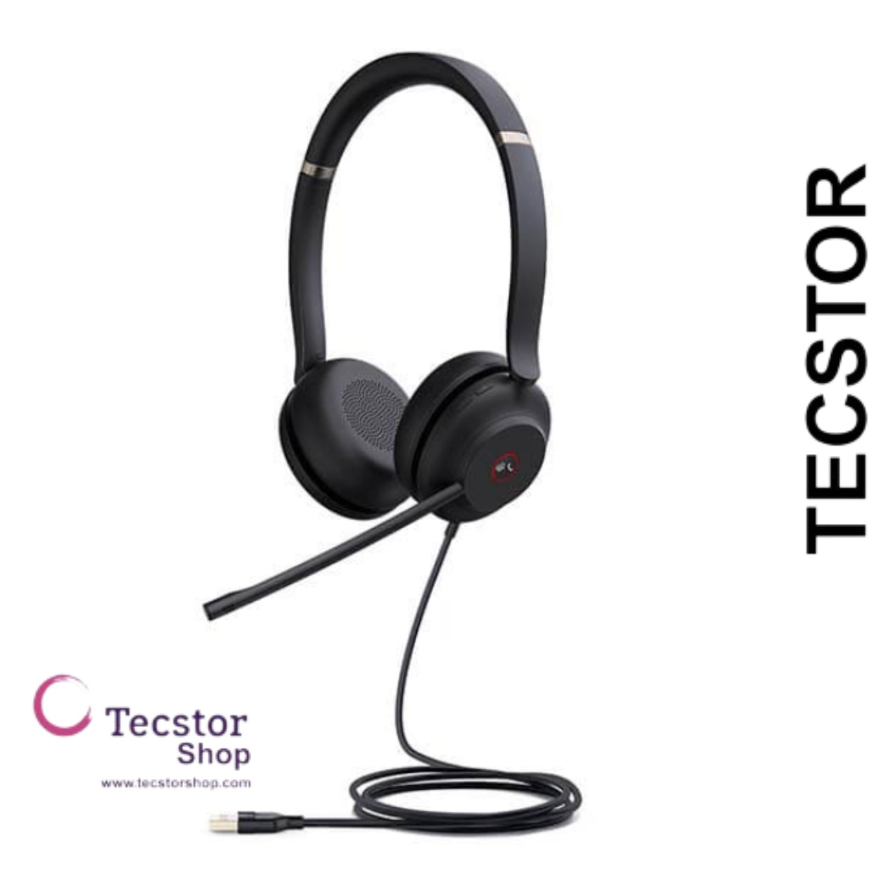 YEALINK - UH37 Dual Teams USB-A, Corded USB with mute, call and volume control on the headset, On the ear wearing style, Leather ear cushions-Teams
