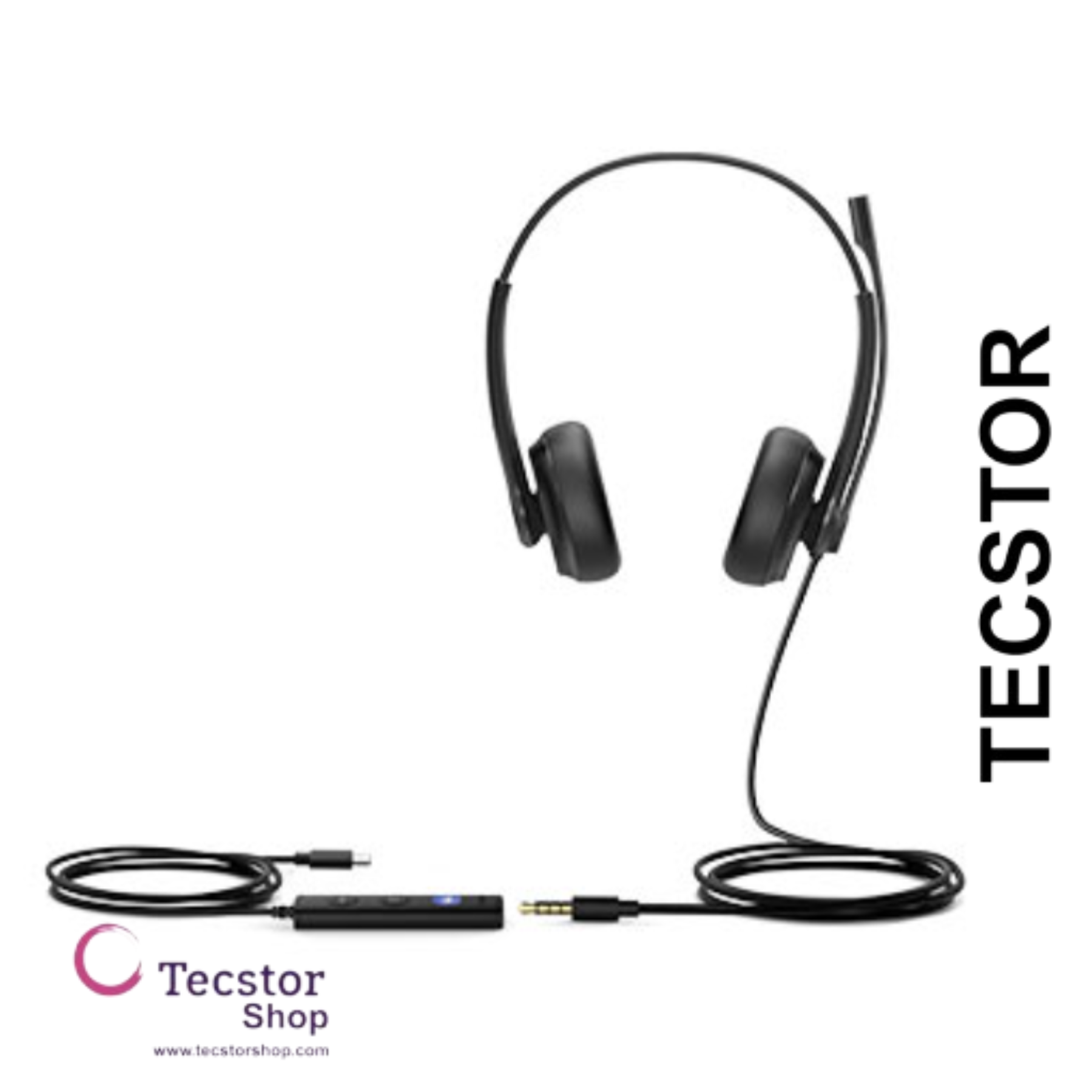 YEALINK - UH34 SE Dual Teams USB-C, Corded USB with mute, call and volume control on the cord, On the ear wearing style, Including 3.5mm-USB, Leather ear cushions-Teams
