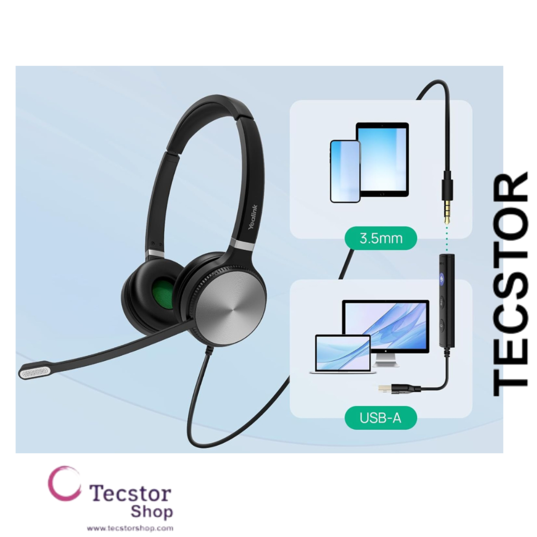 YEALINK - YHD362, YHS36 Dual Headset only, without QD-RJ9 cord.