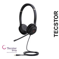 YEALINK - UH37 Dual Teams USB-A, Corded USB with mute, call and volume control on the headset, On the ear wearing style, Leather ear cushions-Teams