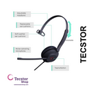 YEALINK - YHS34 Lite Mono Corded headset, On the ear wearing style, Including QD-RJ9 cable, Foam ear cushions