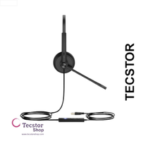 YEALINK - UH34 Dual Teams USB-A, Corded USB with mute, call and volume control on the cord, On the ear wearing style, Leather ear cushions-Teams