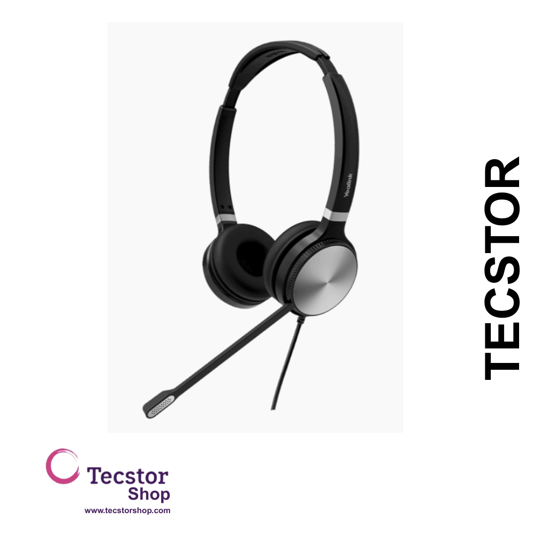 YEALINK - YHS36 Dual Corded headset, On the ear wearing style, Including QD-RJ9 cable, Leather ear cushions